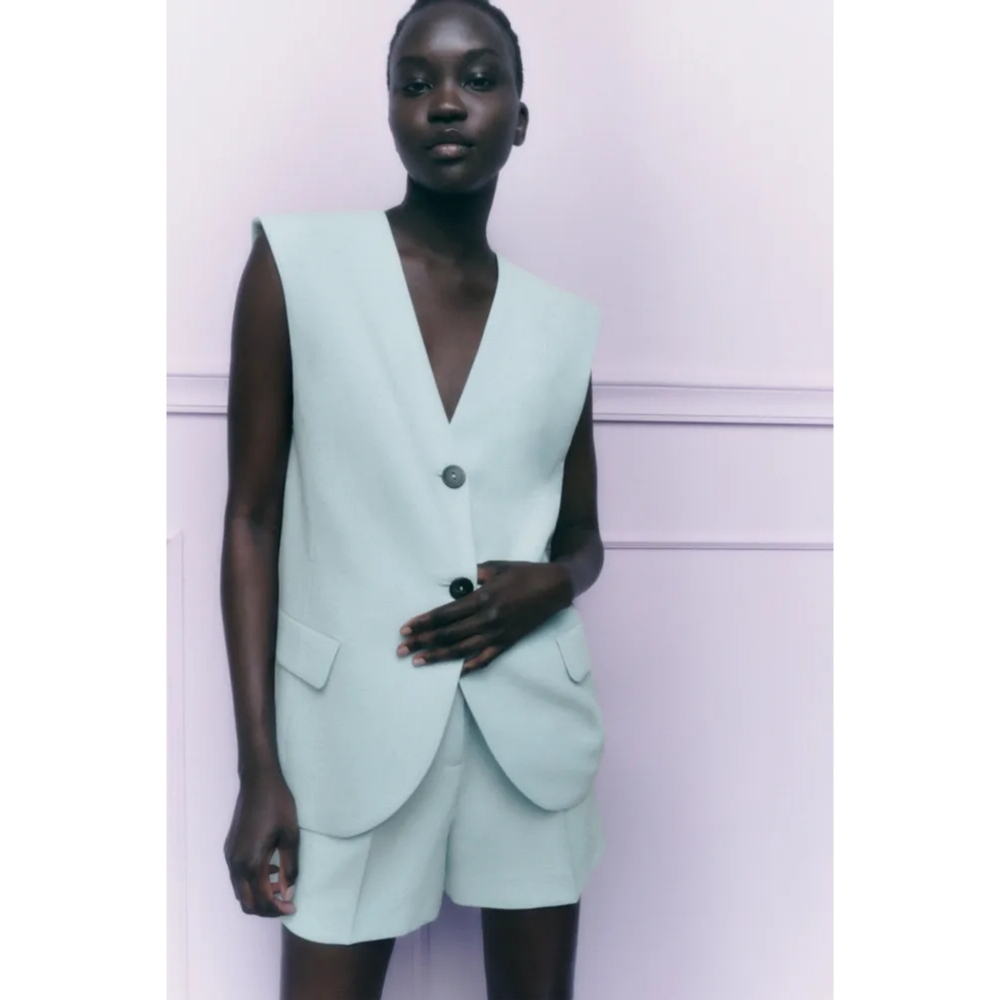 Zara Mint Vest & Shorts Set Small NWT - Picture 2 of 14